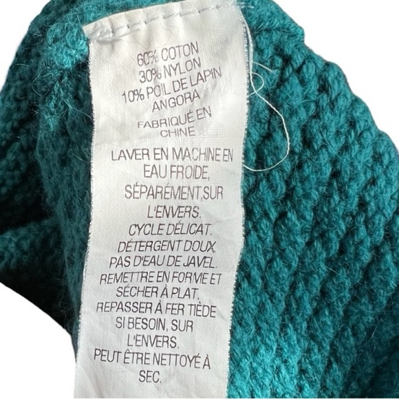 L.L.Bean Long Sleeve Mock Neck Cardigan With Angora Medium Turquoise Size L - Picture 7 of 7